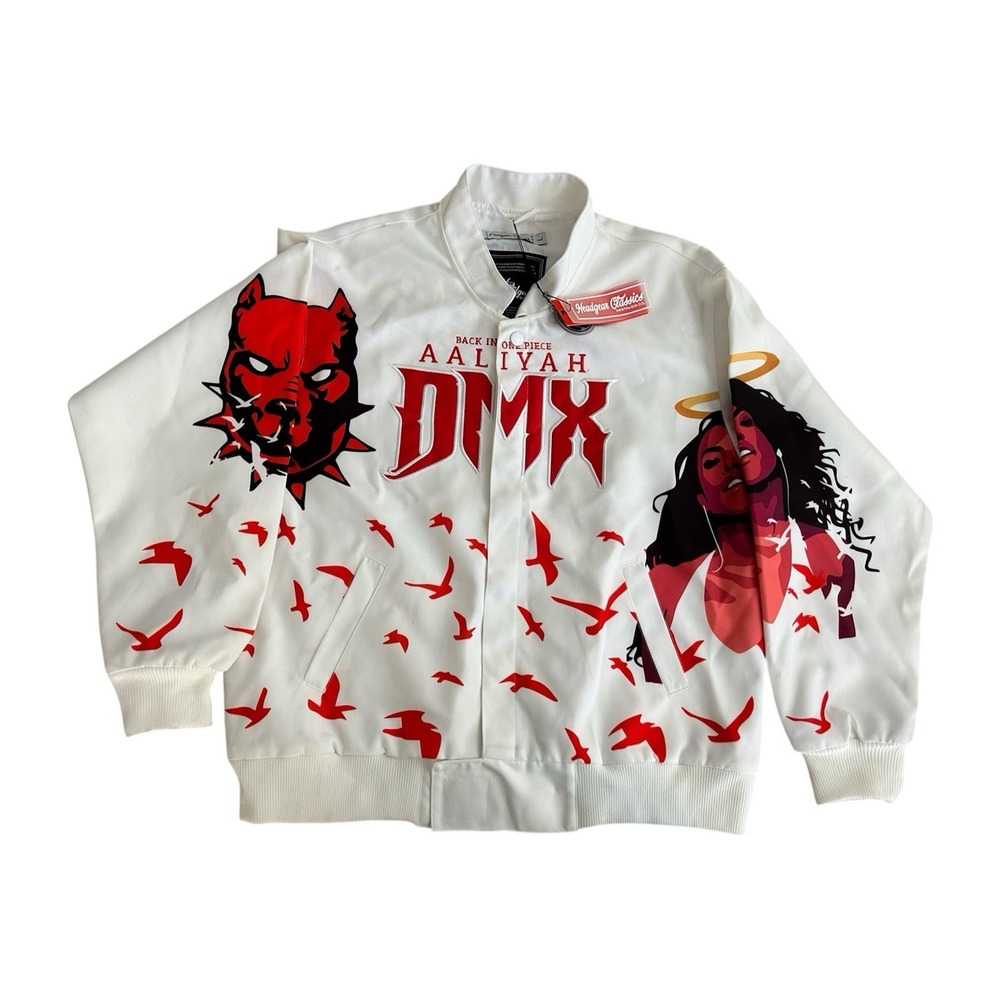 Aaliyah‎ DMX Tribute Jacket Back in One Piece  Graphic Bomber Size Large